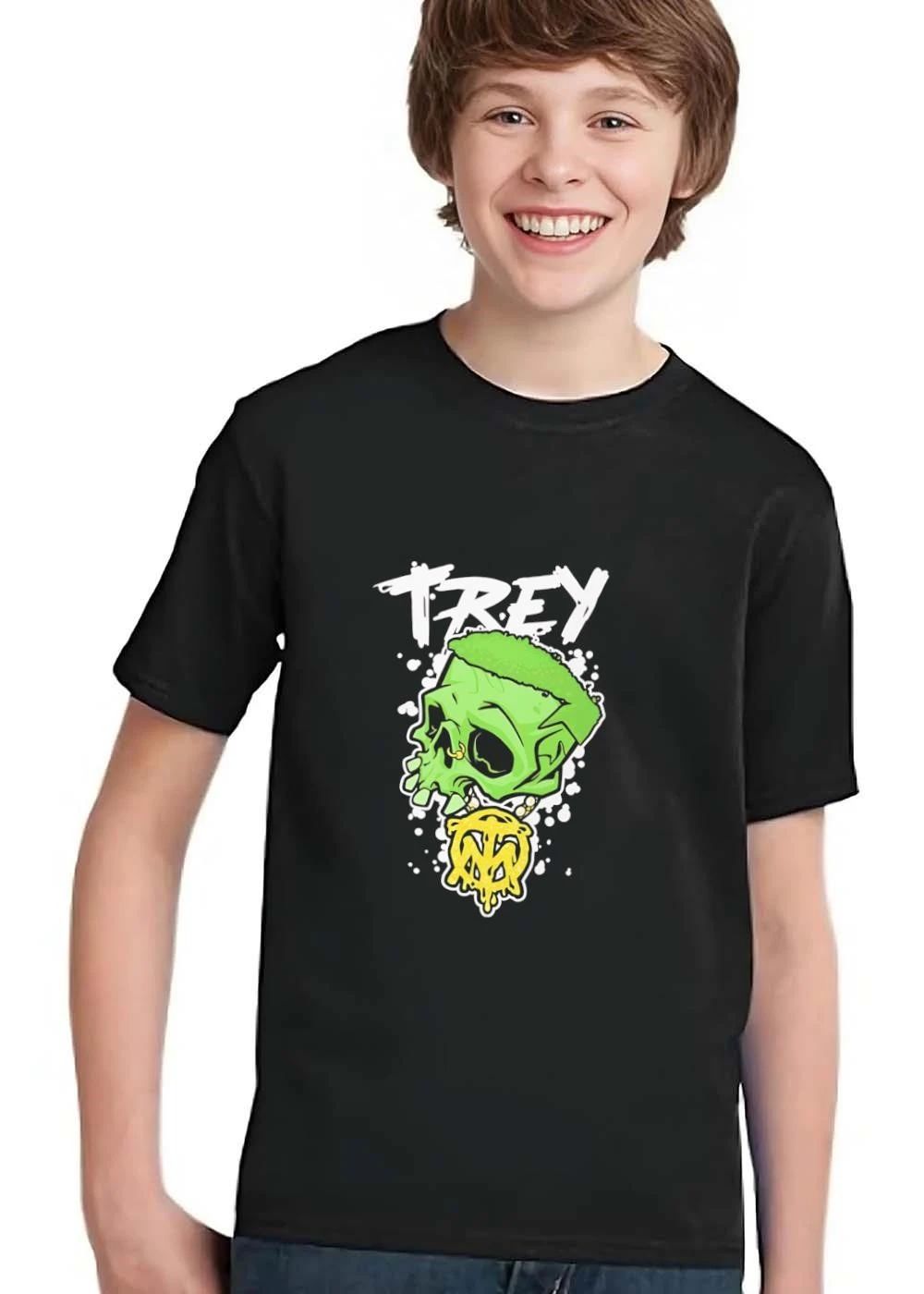 Trey Cartoon Green Skull Pierced Melting Gold Pendant shirt