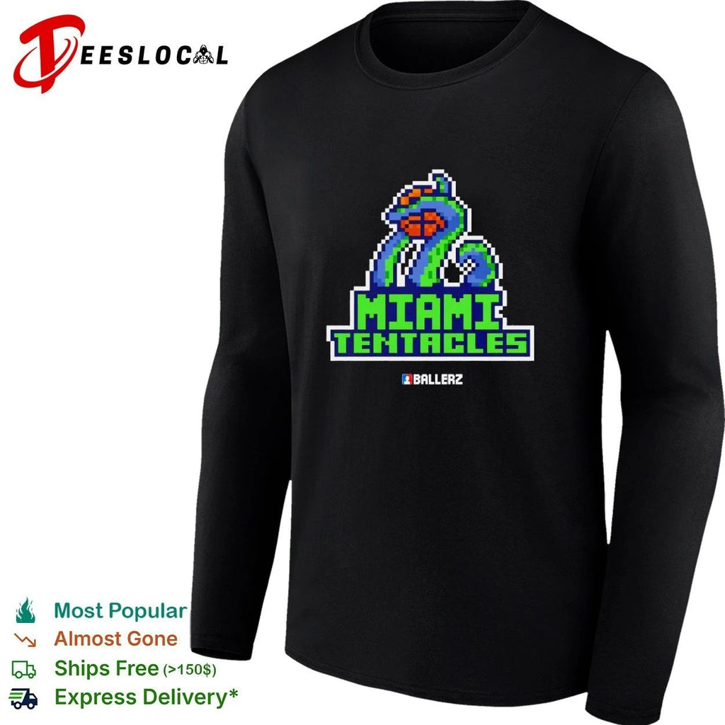 Miami Tentacles Ballerz basketball pixel art T-shirt