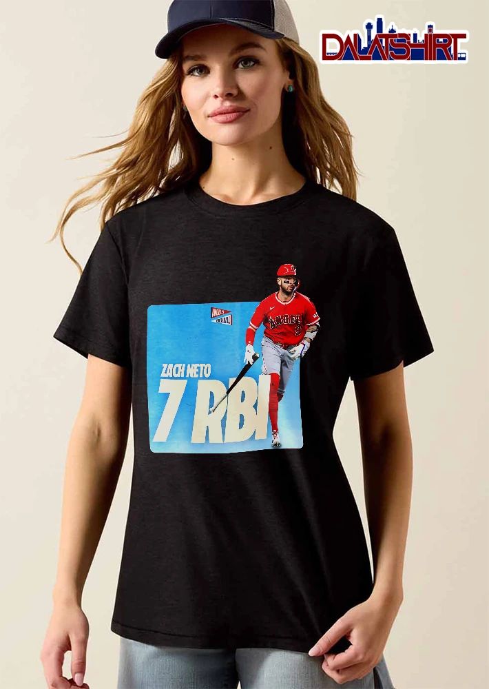 Los Angeles Angels MLB Zach Neto 7 Rbi Running Player Bat Light Blue Background shirt