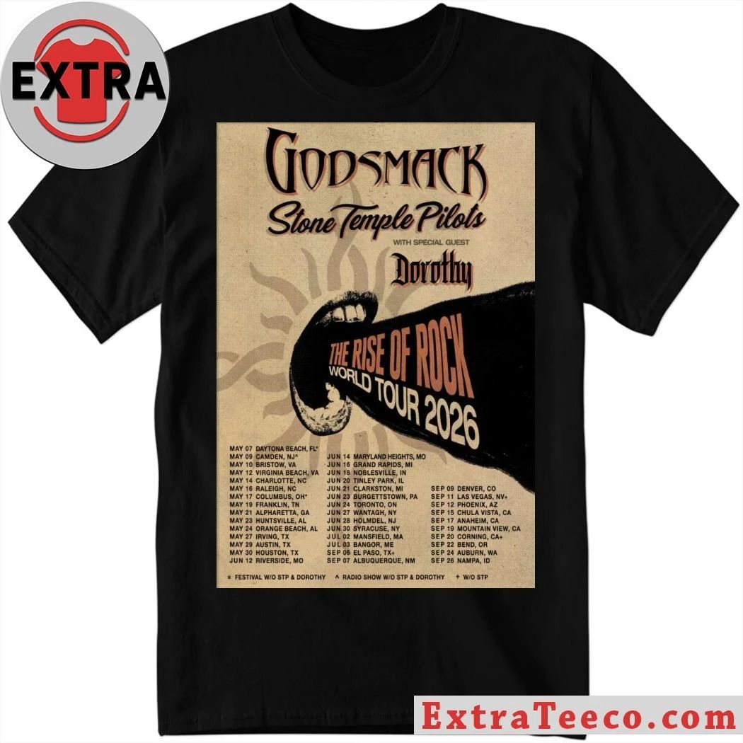 Poster Godsmack The Rise Of Rock World 2026 Shirt