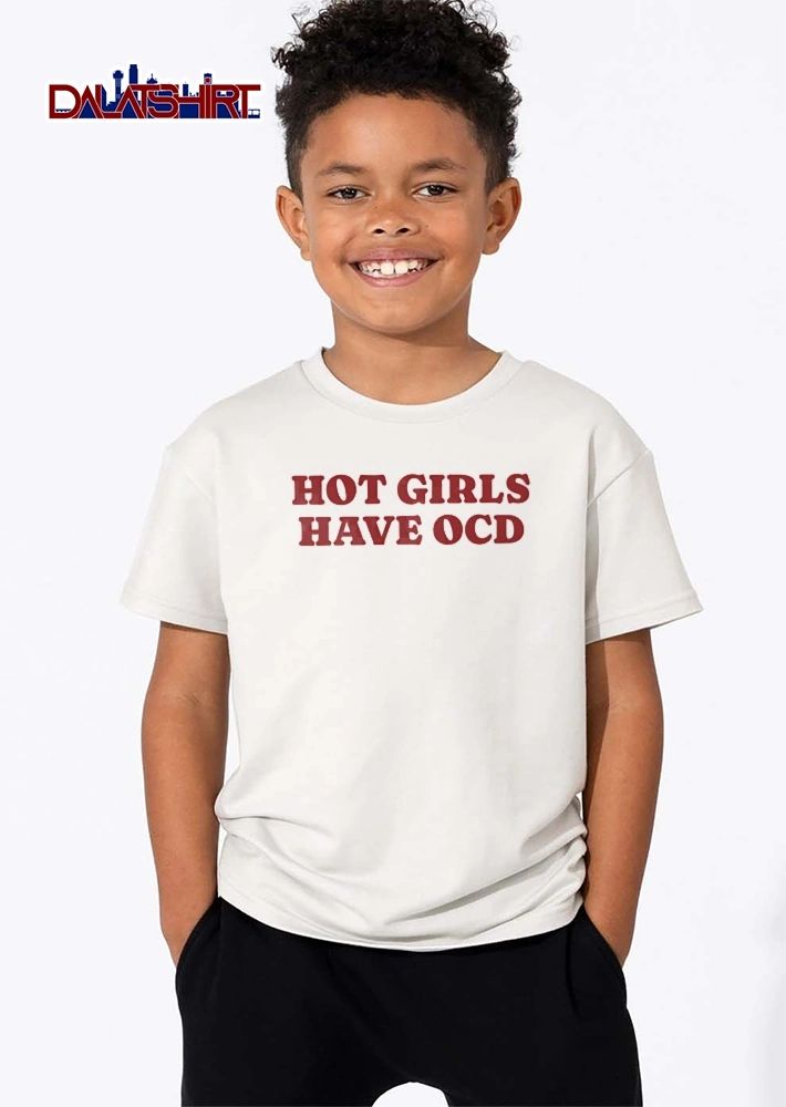 Girls Have Ocd Red Embossed Bold Serif Lettering Typography shirt