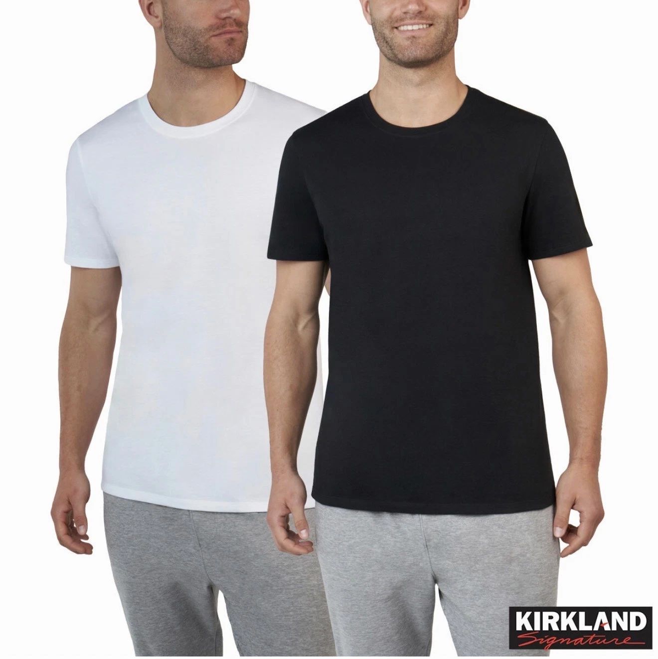 Kirkland Mens 6 Pack Crew Neck T Shirts Cotton Plain Tee Undershirt White Black