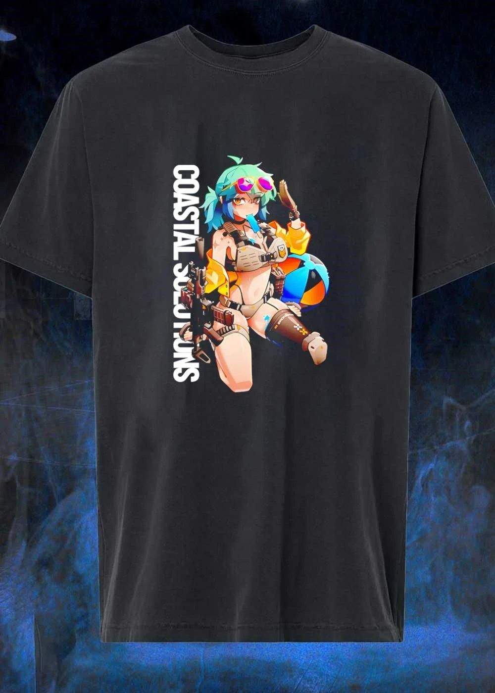 Coastal Solutions Anime Girl Eating Popsicle Tactical Beach T-Shirt