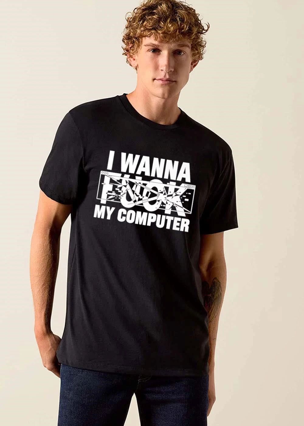 I Wanna Fuck My Computer Glitched Browser Window Line Art shirt