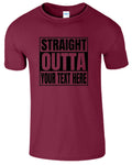 Personalized Straight Outta Custom Text Men's T Shirt Funny USA New Gift Tee