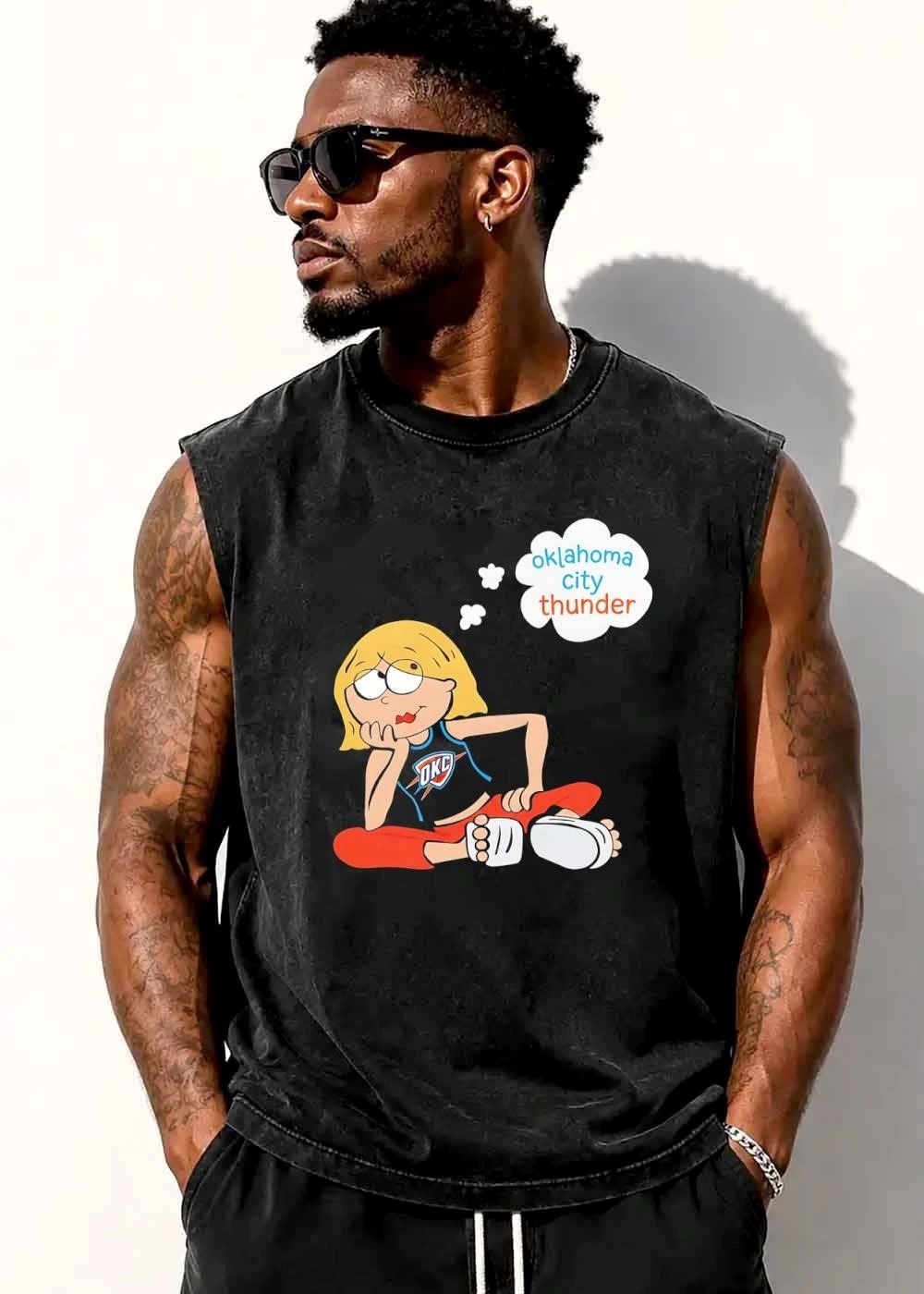 Original Oklahoma City Thunder NBA Blonde Cartoon Girl Daydreaming Thought Bubble shirt