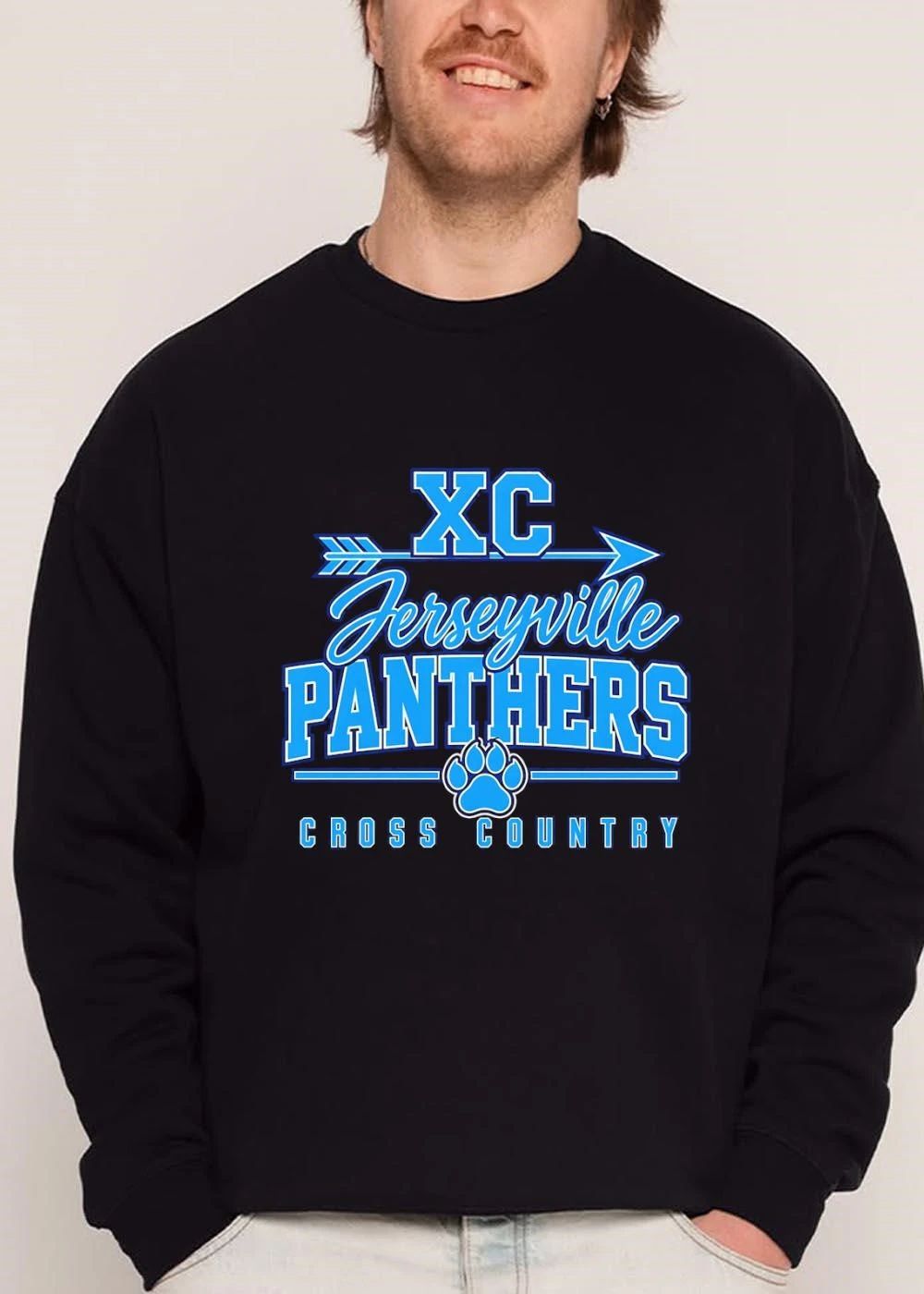 Jerseyville Panthers Xc Cross Country Arrow Light Blue Paw Print shirt