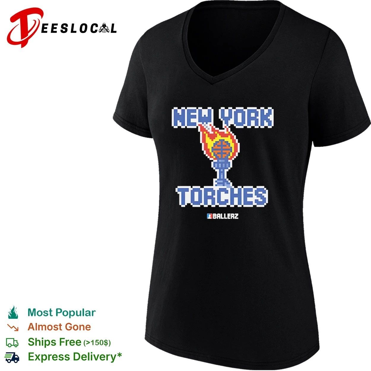 Ballerz New York Torches basketball pixel art T-shirt
