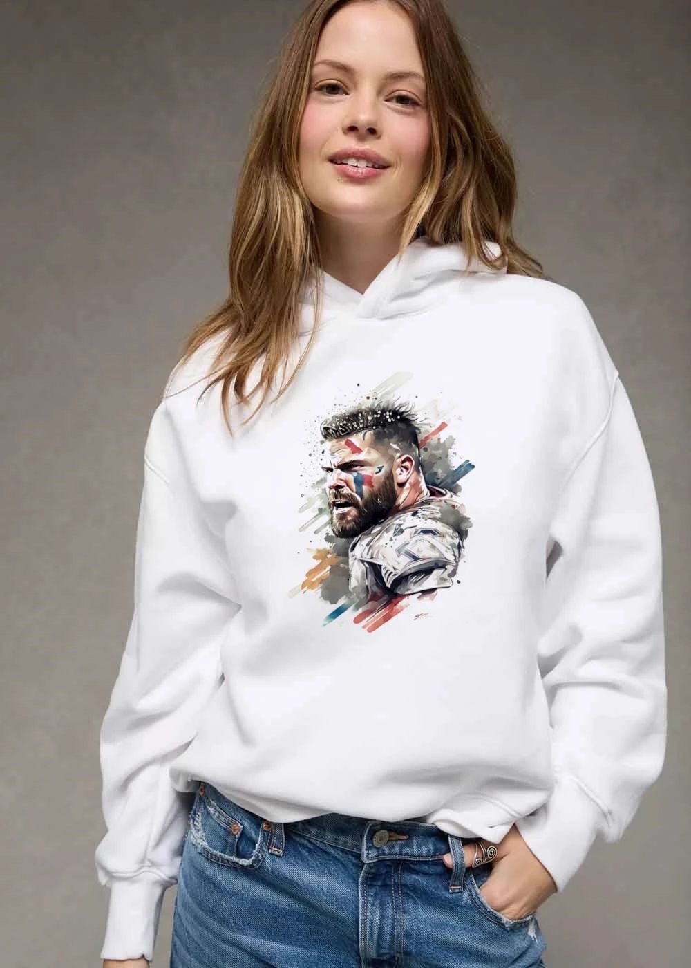 Bearded Football Player Face Paint Watercolor Splash Portrait shirt