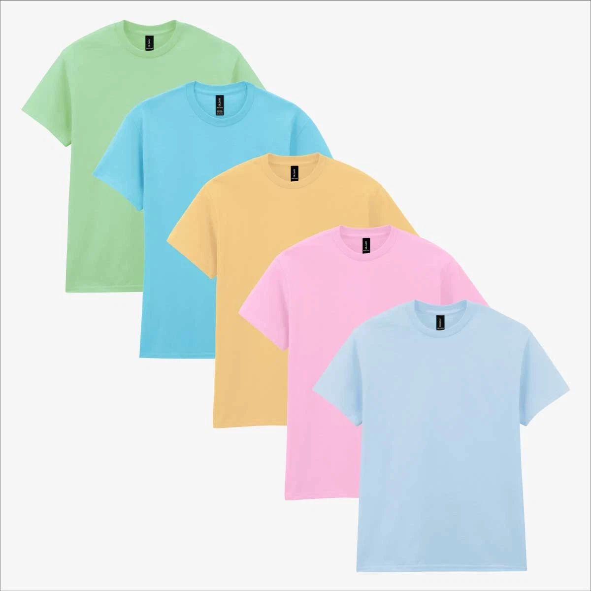 Mens 5-Pack Gildan Heavy Cotton T-Shirt Bundle Crew Neck Mens Gym Workwear