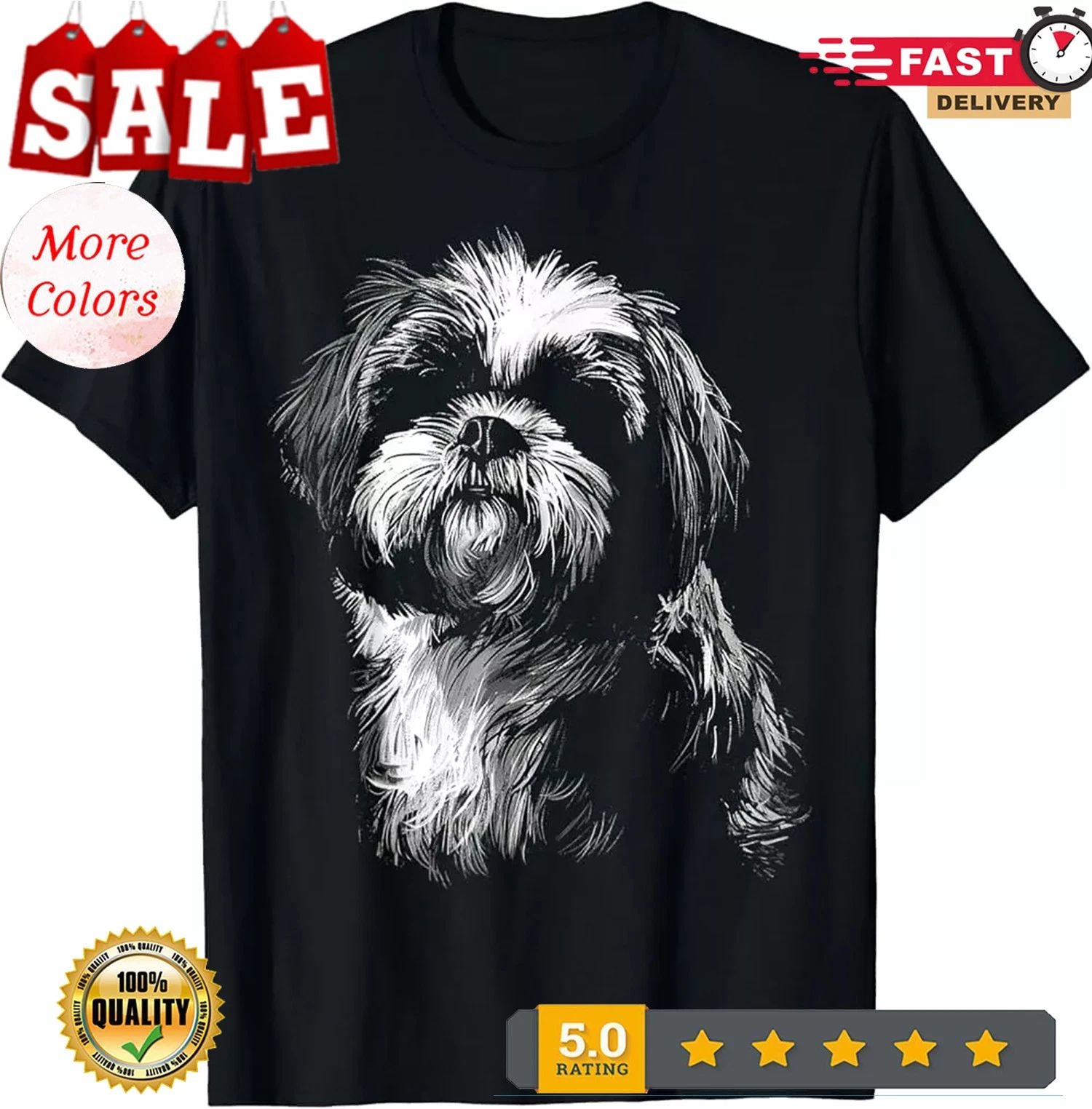 Dog Lover Cute Animal Pet Art Graphic Shih Tzu T-Shirt, Unisex Tees