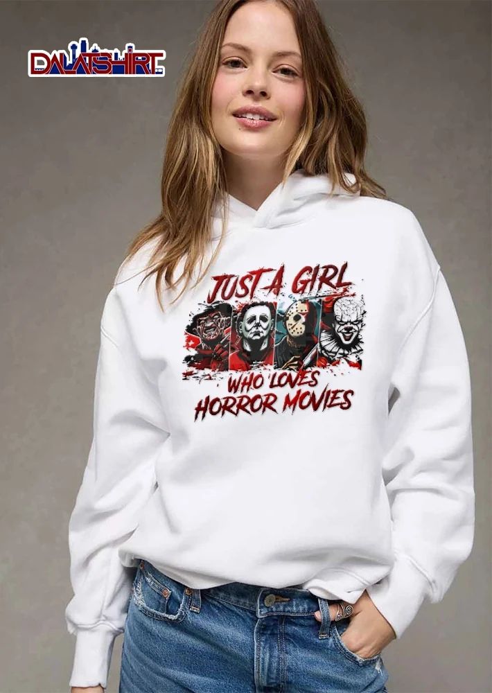 Just A Girl Who Loves Horror Movies Four Slasher Character Panels shirt