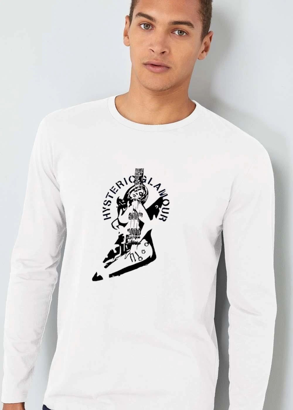 Hysteric Glamour Black White Stencil Girl Electric Guitar shirt