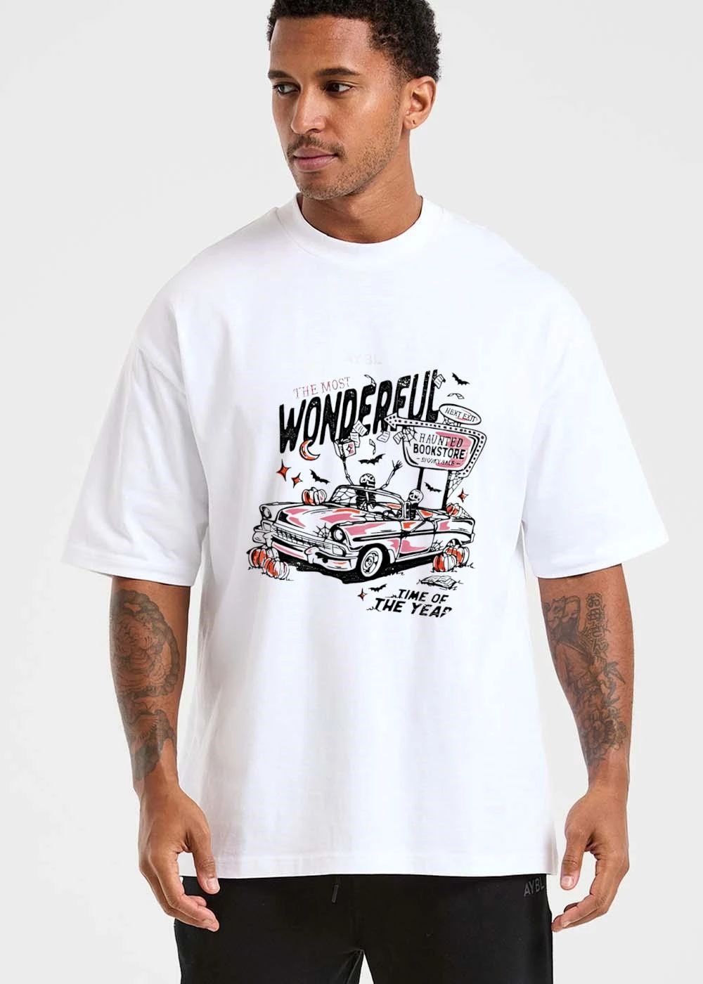 The Most Wonderful Haunted Bookstore Next Exit Spooky Sale Time Of Year Skeleton Convertible Pumpkins shirt
