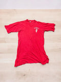 Vintage Champion Matolly Graphic V-Neck T-Shirt Red Size Large