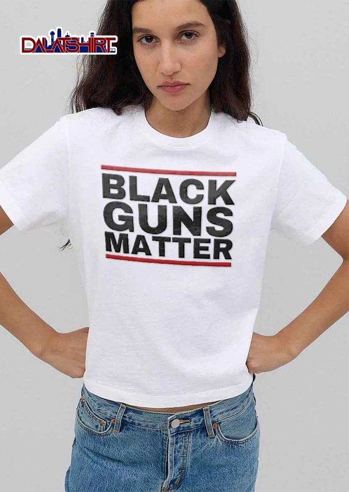 Black Guns Matter Red Top And Bottom Horizontal Bars Bold Typography shirt