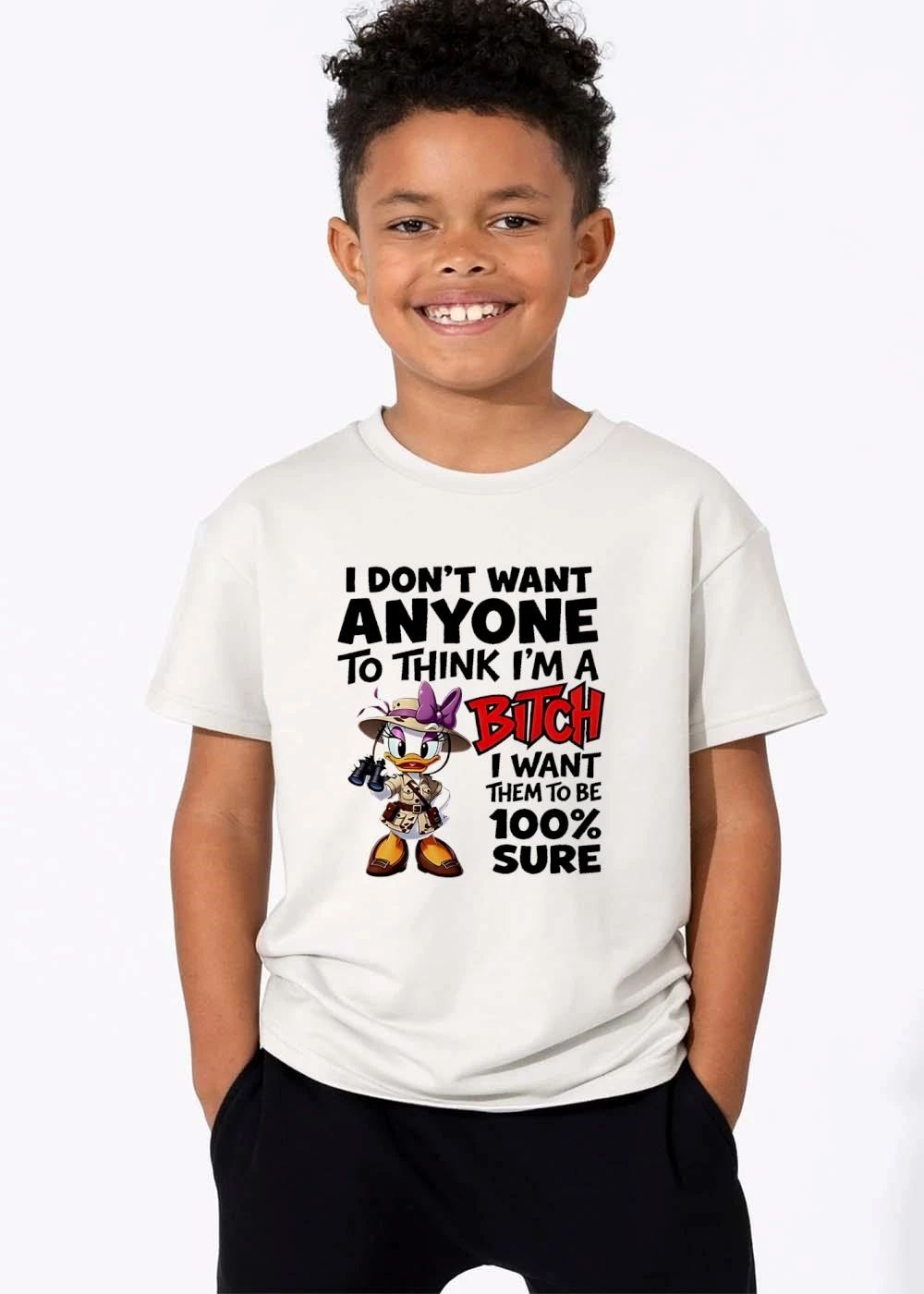 I Dont Want Anyone To Think Im A Bitch Them Be 100 Percent Sure Cartoon Duck Safari Binoculars shirt