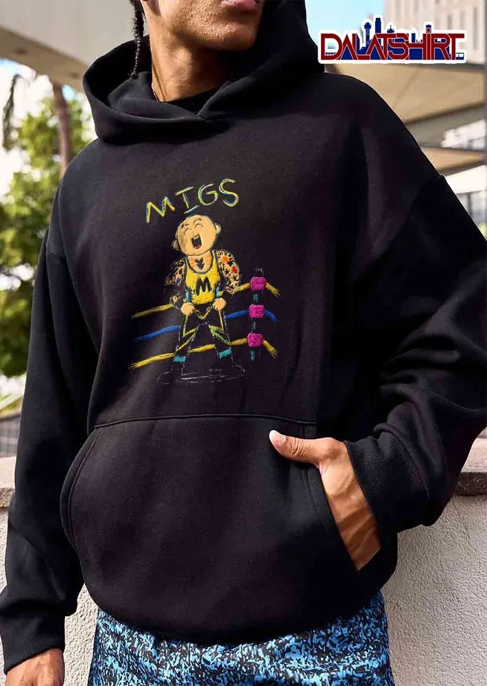 Migs Bald Laughing Wrestler Tattooed In Wrestling Ring Cartoon Caricature shirt