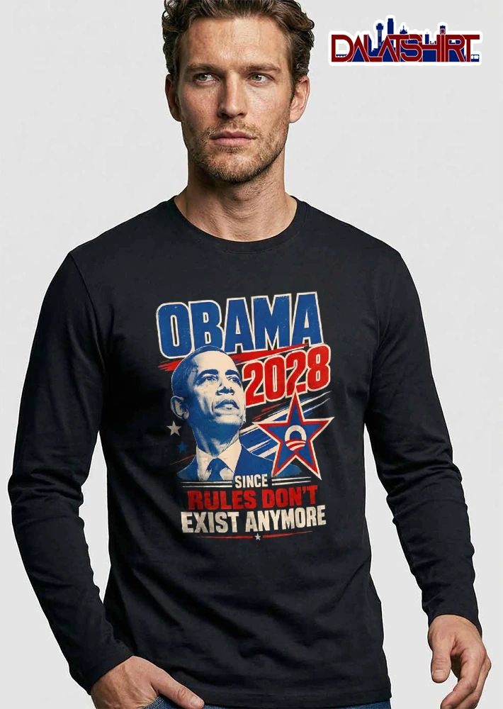 Obama 2028 Since Rules Dont Exist Anymore Portrait Red White Blue Star shirt