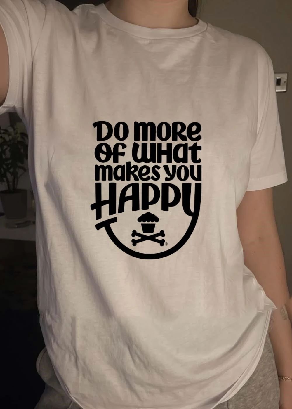 Do More of What Makes You Happy Cupcake Skull Crossbones shirt