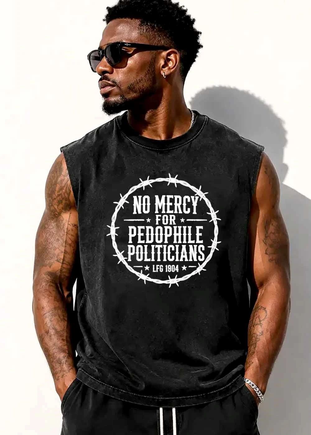 No Mercy For Pedophile Politicians Lfg 1904 Barbed Wire Circle Frame shirt