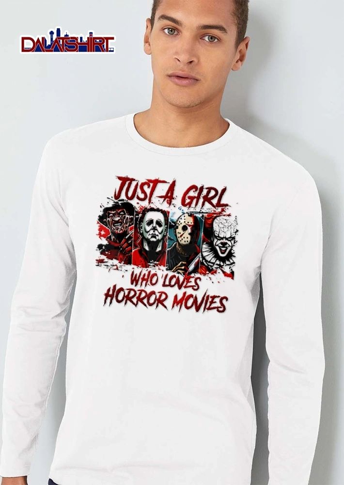 Just A Girl Who Loves Horror Movies Four Slasher Character Panels shirt