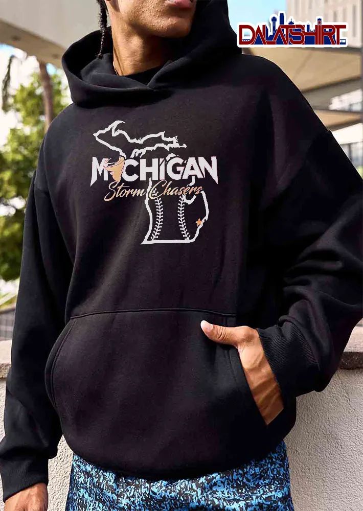 Michigan Storm Chasers State Map Outline Tornado Baseball Seams Star shirt