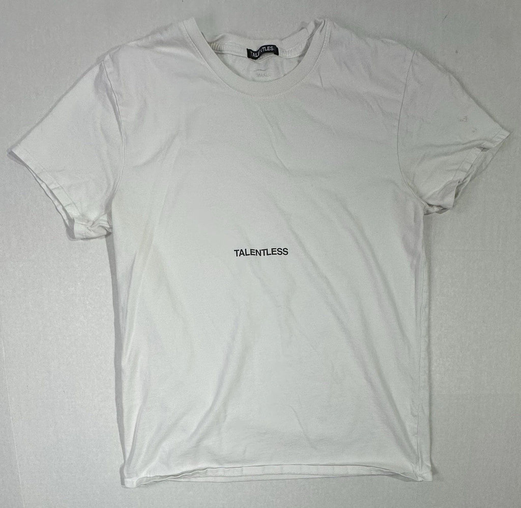 Talentless White Logo T-Shirt Men’s Small Minimalist Streetwear Graphic Tee