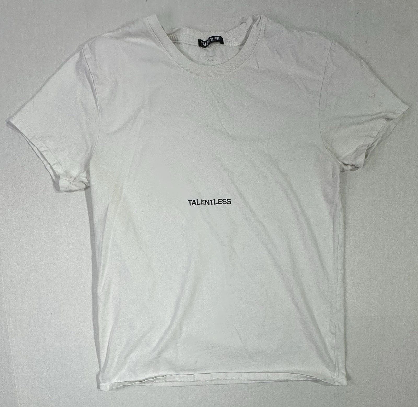 Talentless White Logo T-Shirt Men’s Small Minimalist Streetwear Graphic Tee