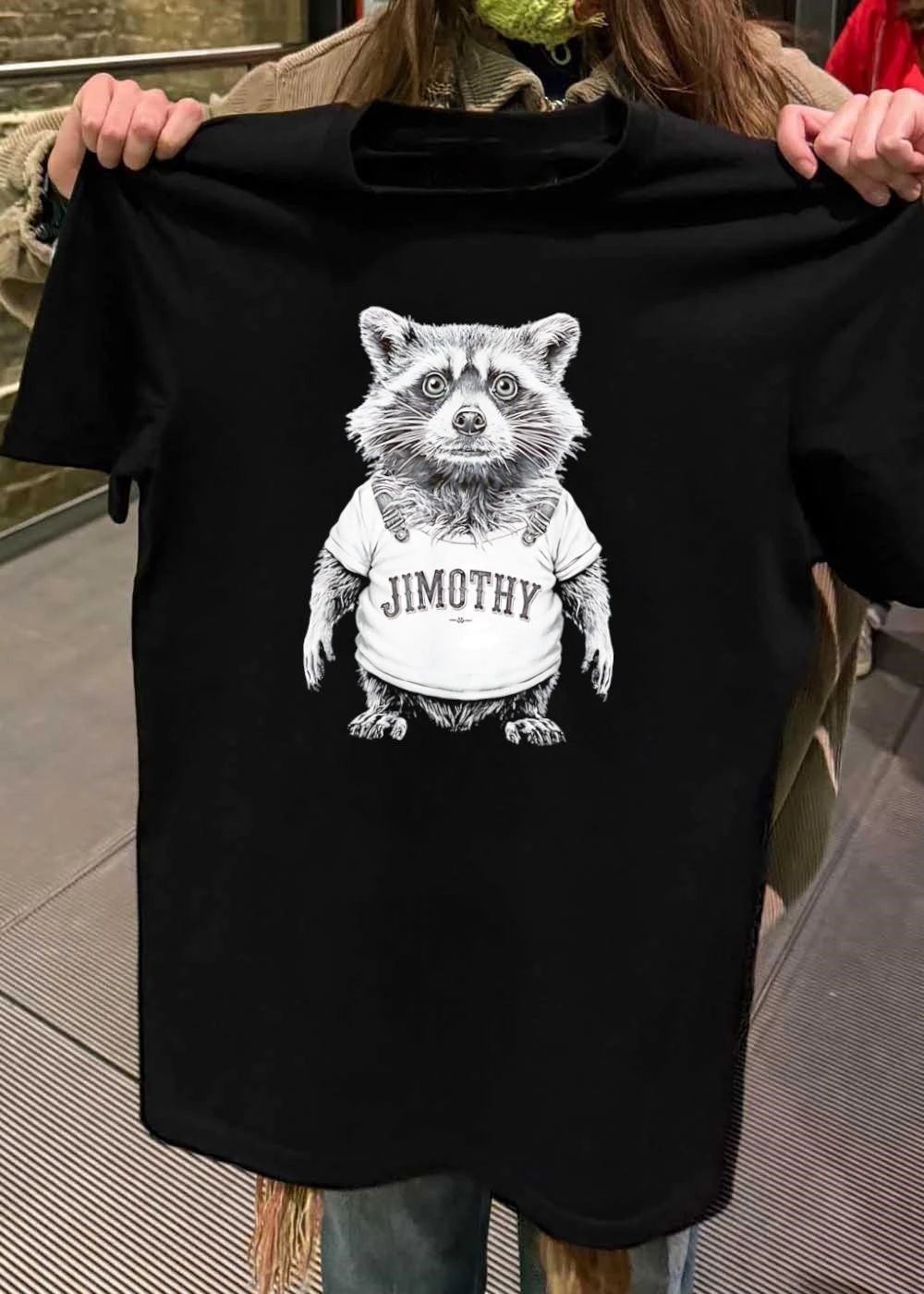 Raccoon Wearing Jimothy Overalls T-Shirt