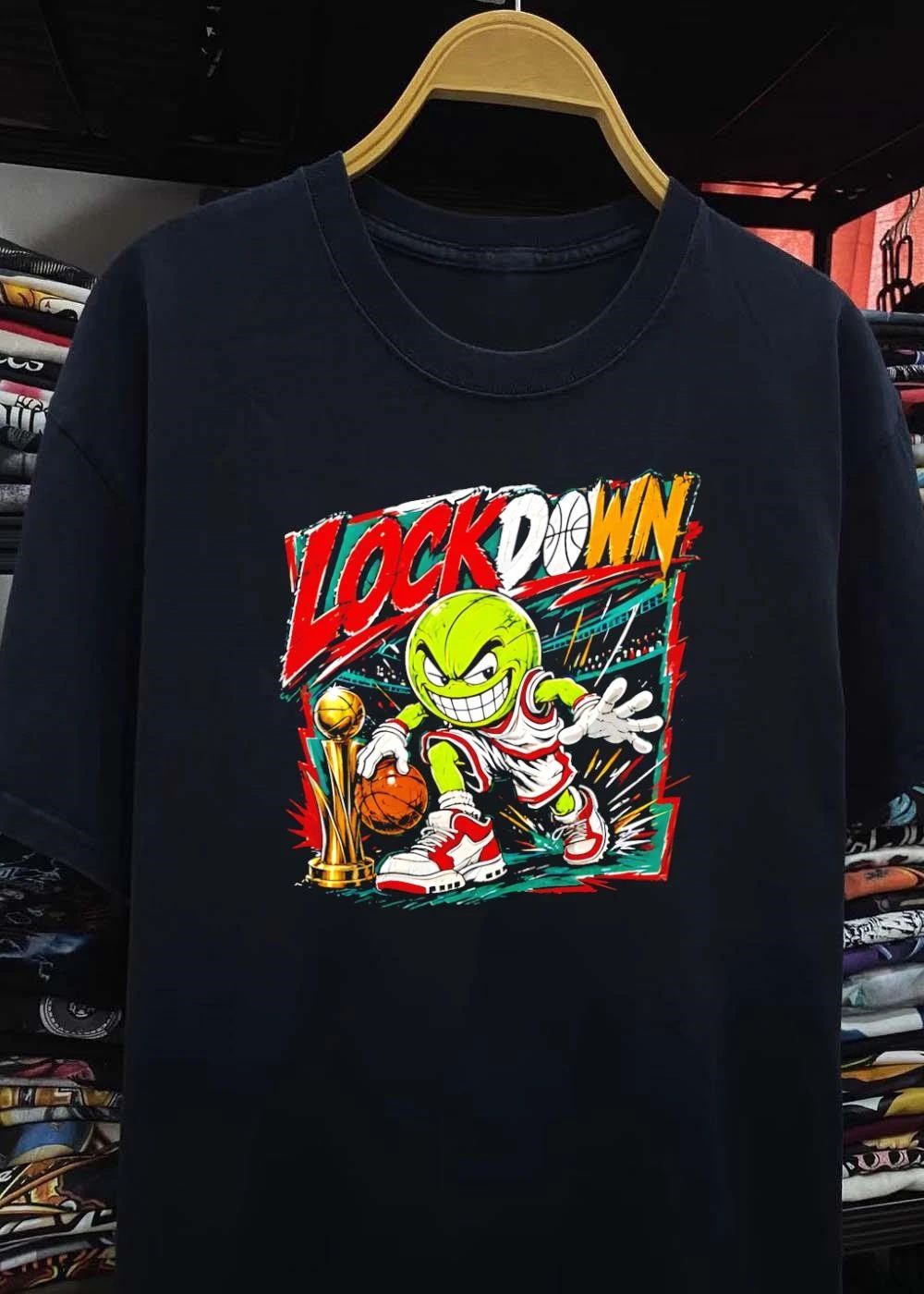 Lockdown Basketball Champion Mascot Dribbling Ball Sports Shirt