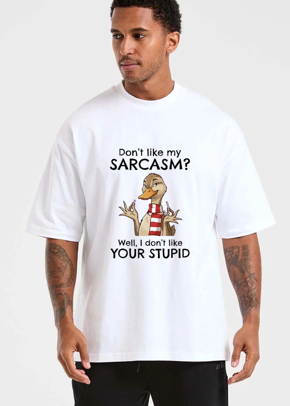 Original Dont Like My Sarcasm Well I Your Stupid Cartoon Duck Wearing Scarf Candy Canes shirt