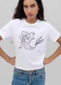Anatomical Skeleton Mermaid Sitting Pose Flowing Hair Line Art shirt