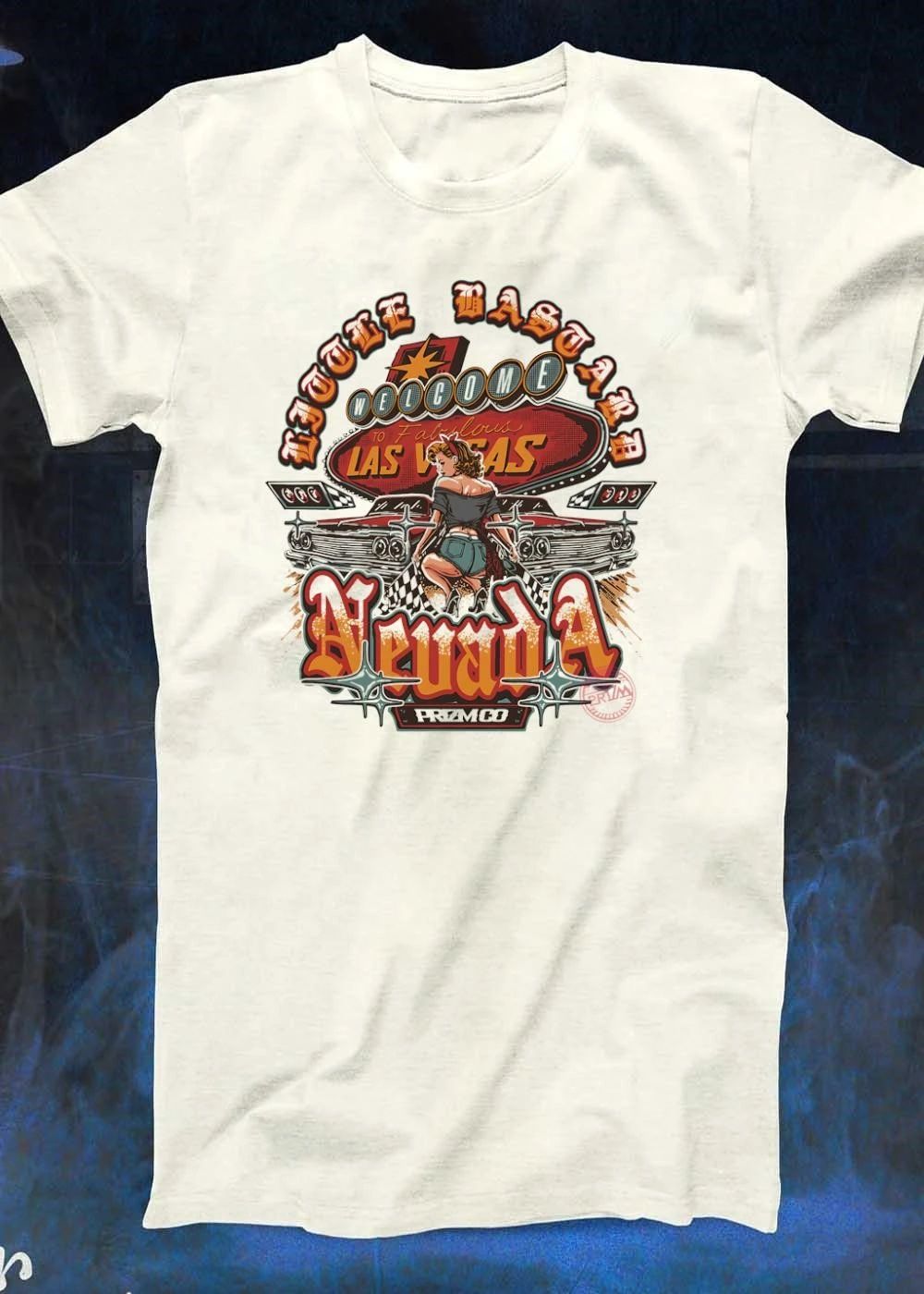 Prizm Co Pinup Girl With Race Flag Welcome To Fabulous Las Vegas Nevada shirt