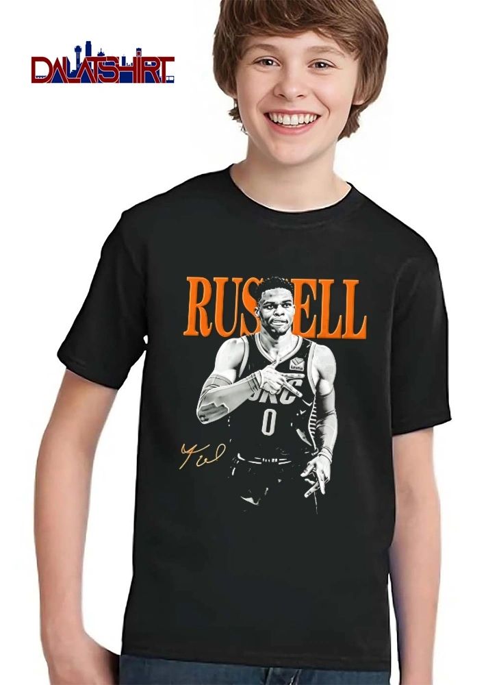 Russell Westbrook 0 Orange Name Signature Shirt