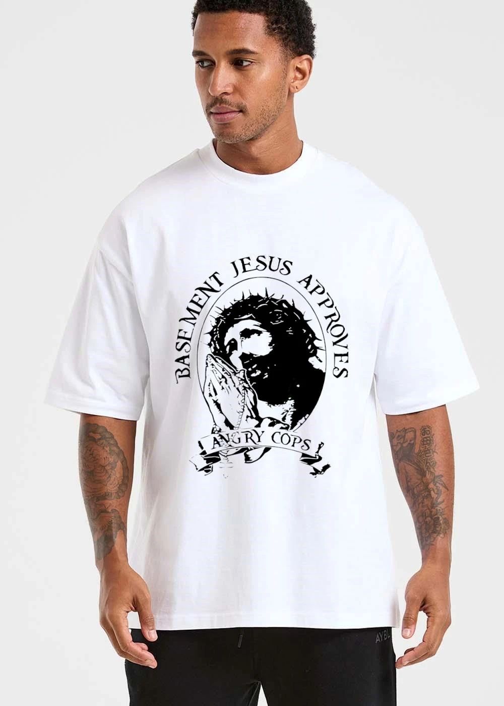 Angry Cops Basement Jesus Approves Crown Thorns Praying shirt