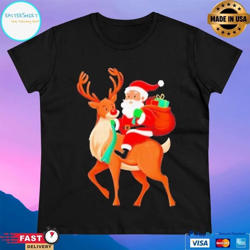 Santa Riding Reindeer Christmas 2025 T-shirts