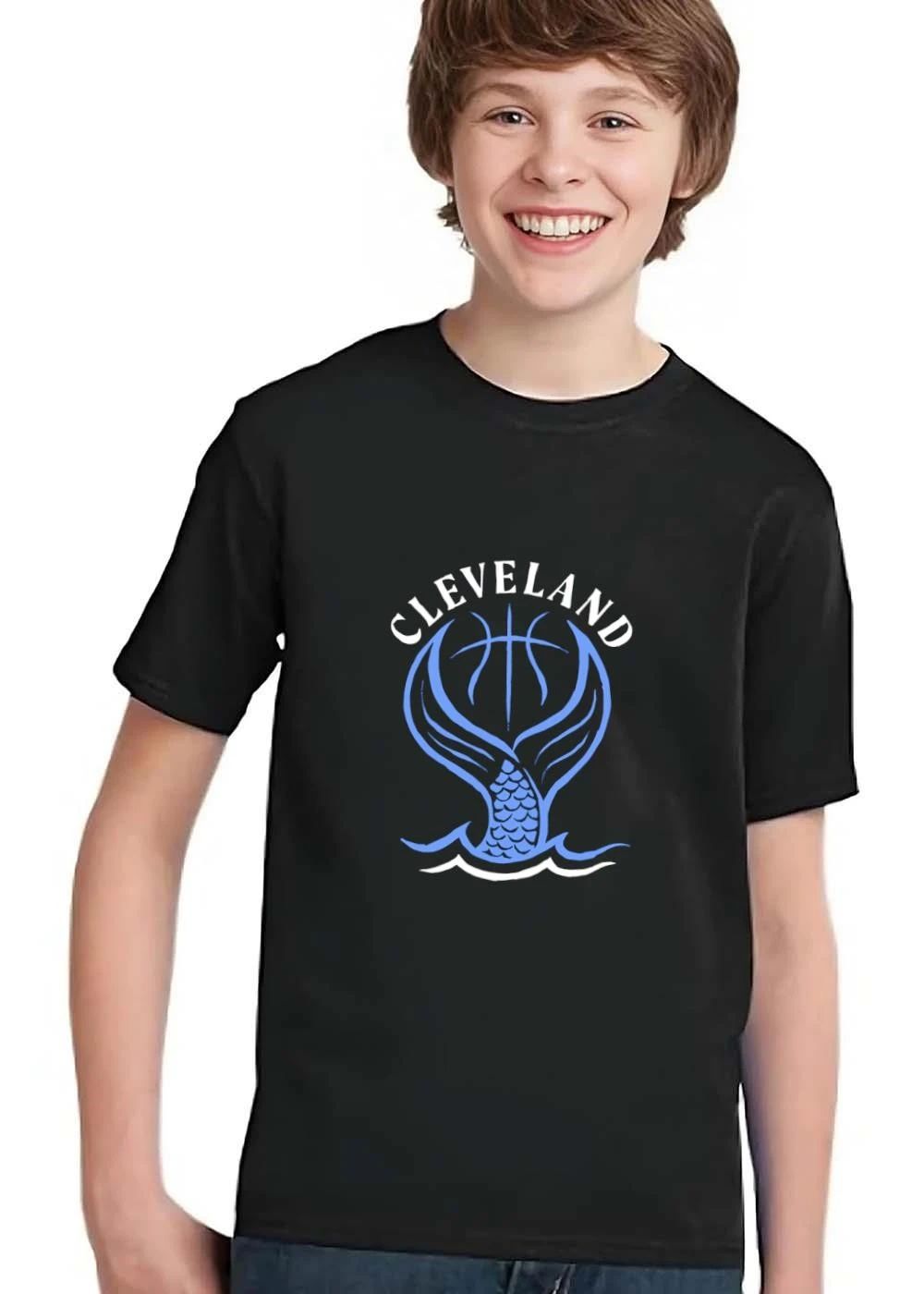 Cleveland Basketball Mermaid Tail Ocean Waves Blue Line Art shirt