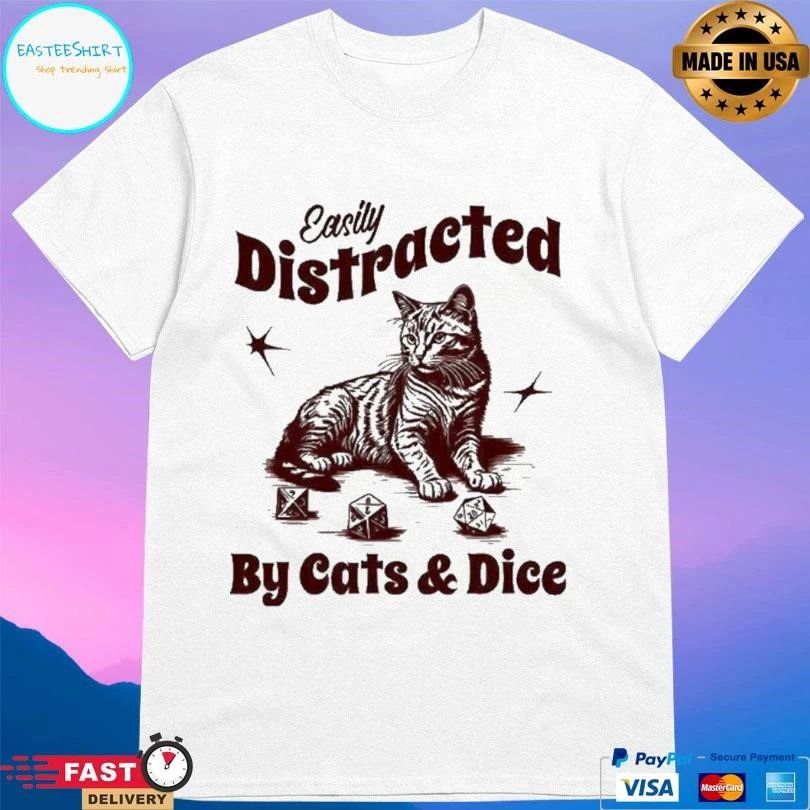 Easily Distracted By Cats And Dice Dungeons And Dragons T-shirts