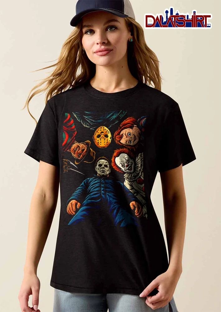 Classic Horror Characters Downward Perspective Illustration shirt