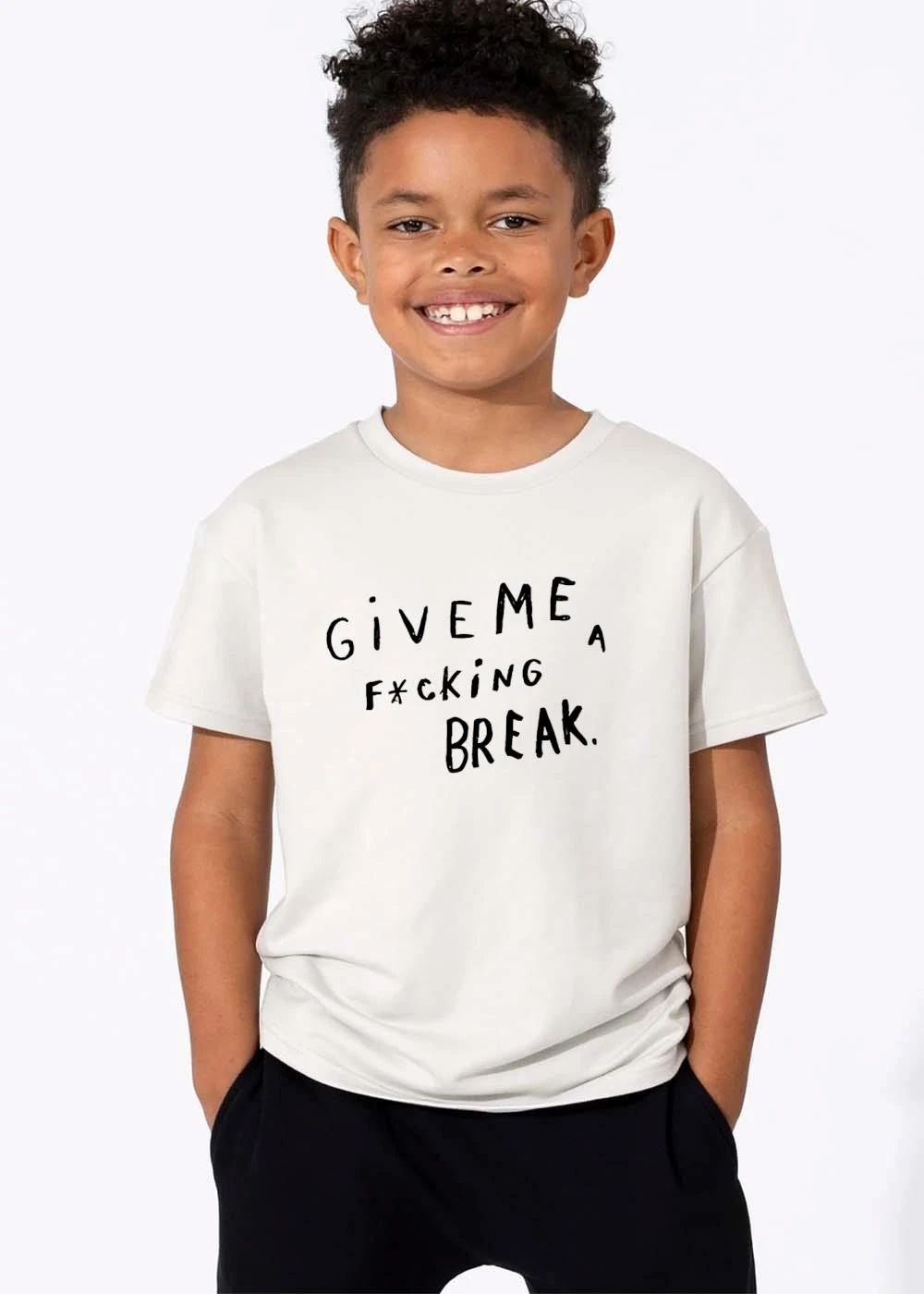 Give Me A Fcking Break Handwritten Black Lettering Typography shirt