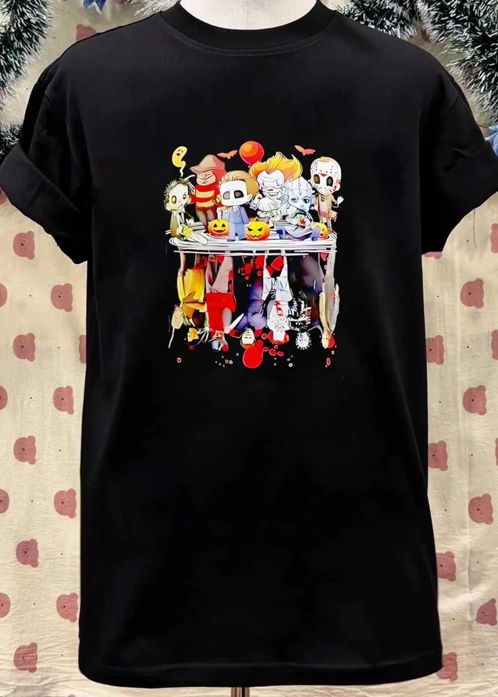 Horror Icons Chibi Halloween Characters Upside Down Reflection shirt