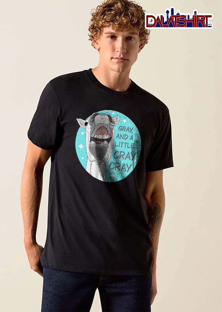 Gray And A Little Cray Cray Cartoon Wide Open Mouth Horse Head Teal Circle Stars shirt