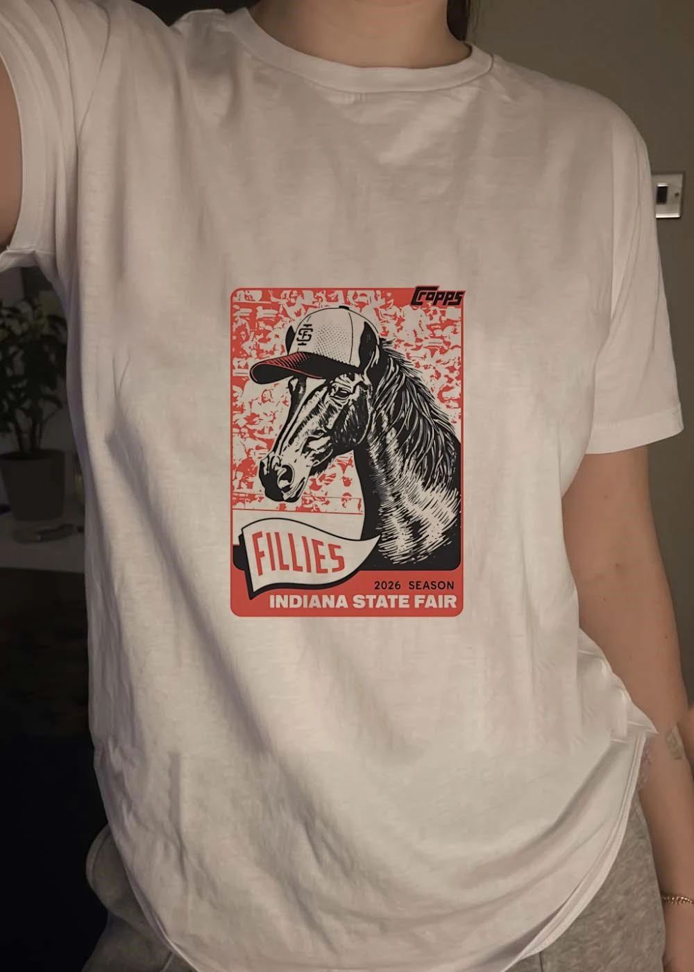 Topps Horse Wearing Baseball Cap Fillies 2026 Season Indiana State Fair shirt