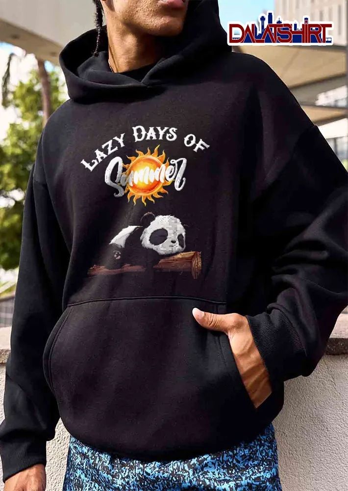 Lazy Days Of Summer Cartoon Panda Sleeping Wooden Log Sun shirt