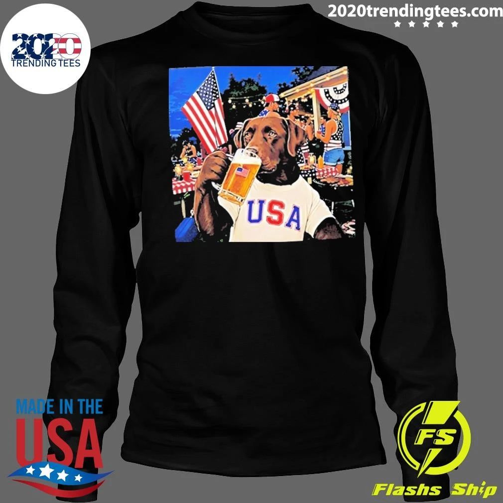 Labrador Drinking Beer USA Chocolate Lab Shirt