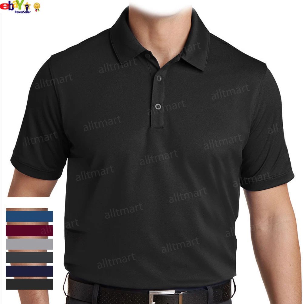 MEN'S CASUAL DRY FIT SPORT PLAIN POLO SHIRT COOLING GOLF 100% POLYESTER S~3XL