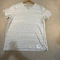 American Eagle Outfitters Mens XL Core Flex V-Neck T-Shirt Grey Space Dye Stripe