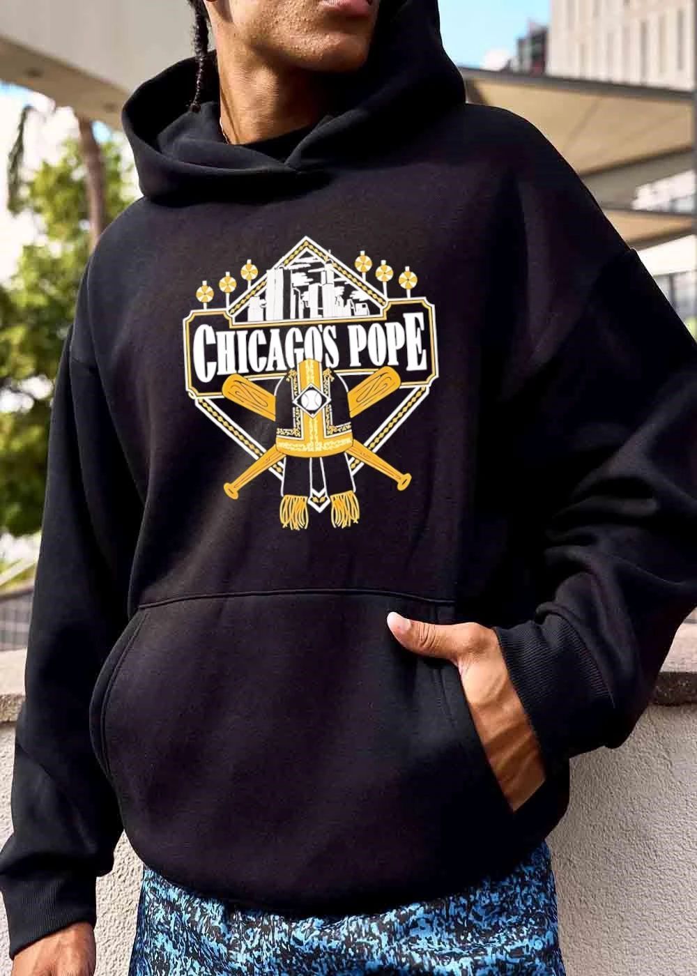 Chicagos Pope Papal Mitre Stole Crossed Golden Baseball Bats Skyline Diamond shirt