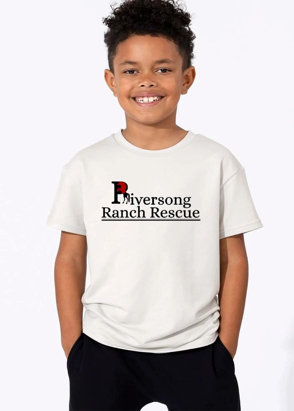 Riversong Ranch Rescue Red And Black Rearing Horse Silhouette shirt